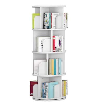 Corner Spinning Book Shelf for Small Space, 4-Tier Bookcase