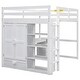 preview thumbnail 16 of 32, Full Size Loft Bed with Built-in Wardrobe, Desk, Storage Shelves and Drawers