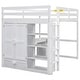 preview thumbnail 16 of 32, Wood Full Size Loft Bed with Built-in Wardrobe, Desk, Storage Shelves and Drawers