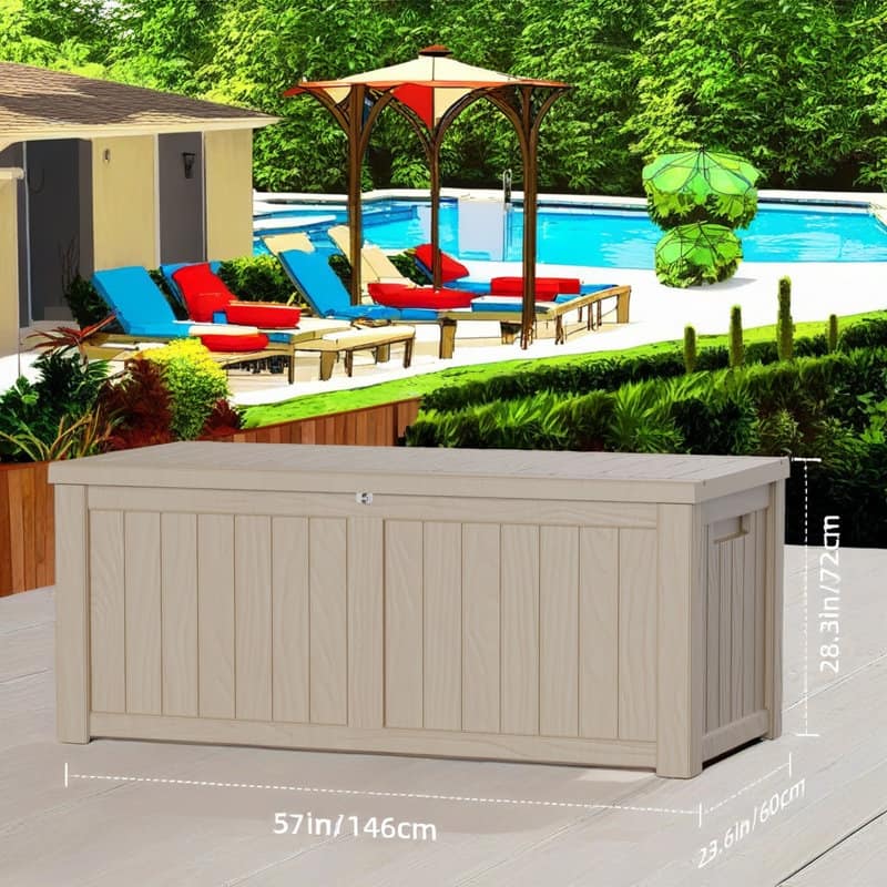 Outdoor Patio Storage Resin Lockable Deck Box - 120 Gallon Brown F