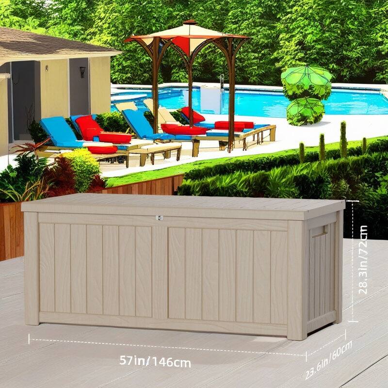 45-880 Gal. Outdoor Resin Deck Box Storage Shed for Garden,Patios,Backyards,Tools