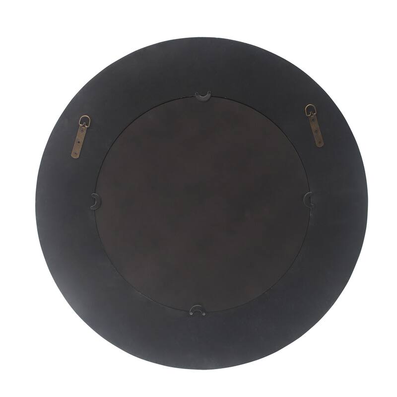 Wood Circle Mirror with Carved Frame, 27.5''