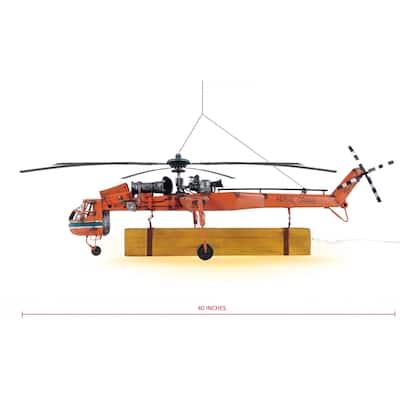 Aerial Crane Lifting Helicopter LED Sculpture - 12" x 30" x 40"