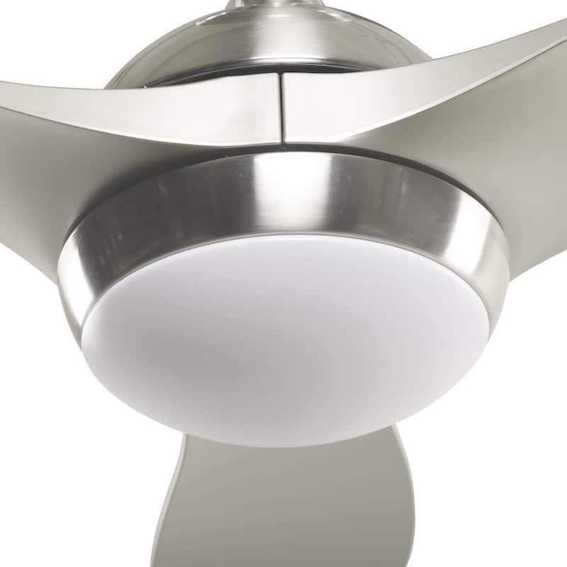 56" Nickel Modern ABS 3-Blade LED Ceiling Fan with Light and Remote