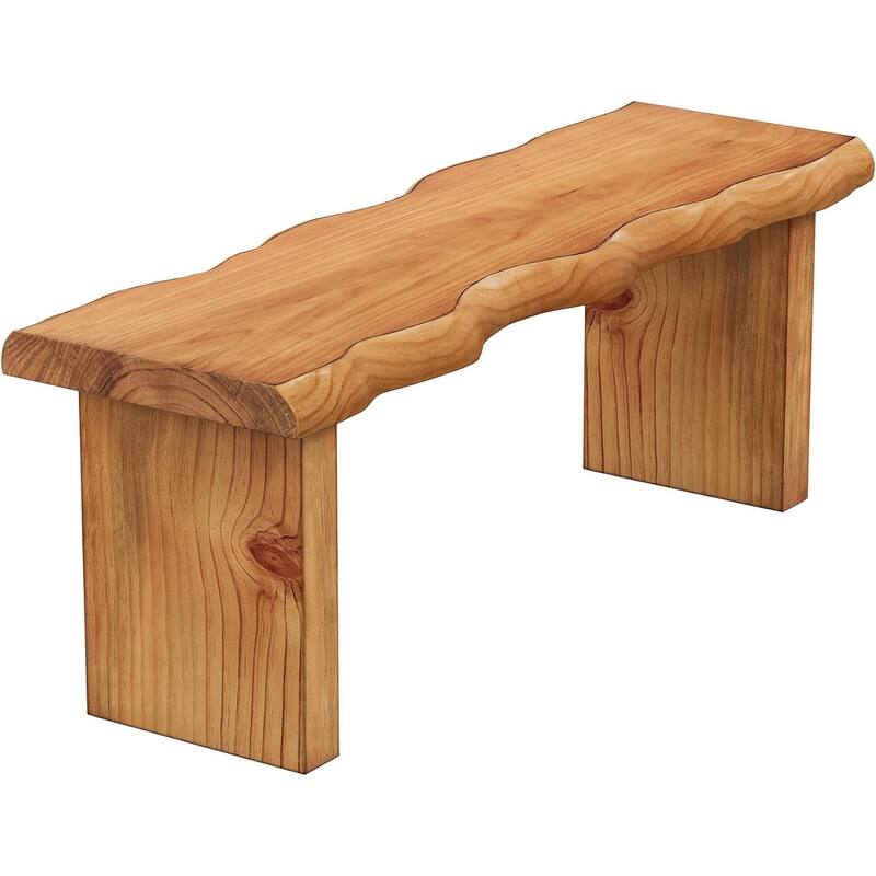 47" Solid Wood Bench, Farmhouse Entryway/Dining Bench for Bedroom, Mudroom - 47.2" W x 13.8" D x 17.7" H