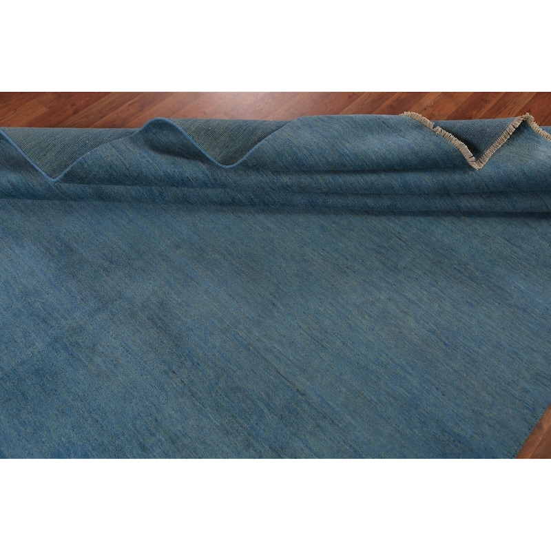 Light Blue Modern Gabbeh Oriental Area Rug Handmade Wool Carpet - 6'10" x 9'9"