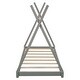 preview thumbnail 7 of 18, Twin Size House Platform Bed with Triangle Structure and Safety Railings, Grey