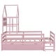 preview thumbnail 21 of 28, Kids Platform Bed House Bed Twin Size Wood Frame with House Roof Headboard, Safety Guardrail, Large Drawer, Star Pattern
