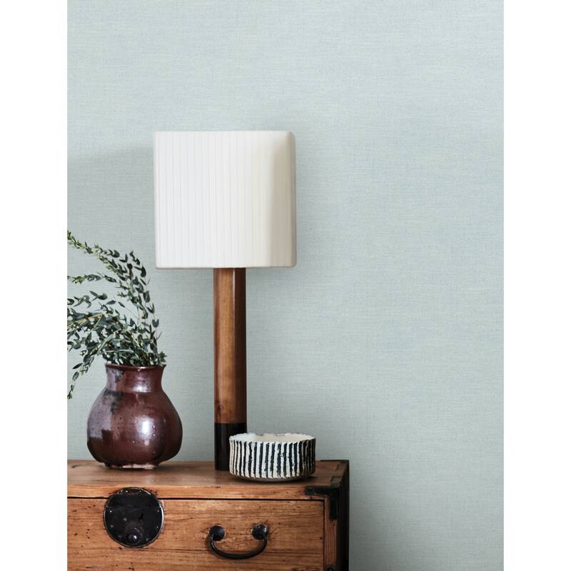 Chesapeake Chambray Light Blue Fabric Weave Wallpaper