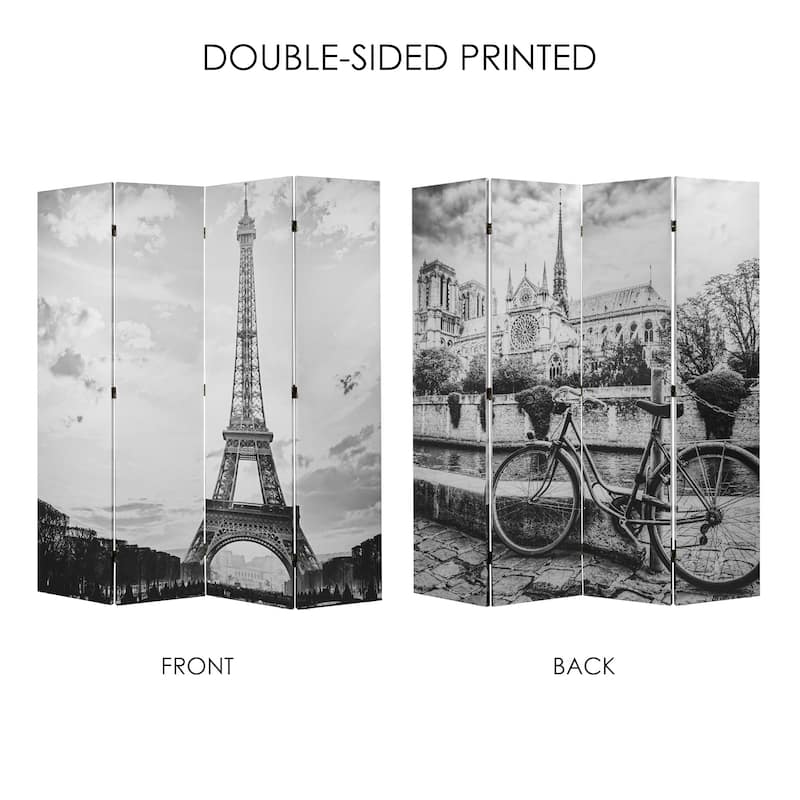 American Art Decor Double-Sided Canvas Room Divider, 4 Panels, 70" H x 63" L