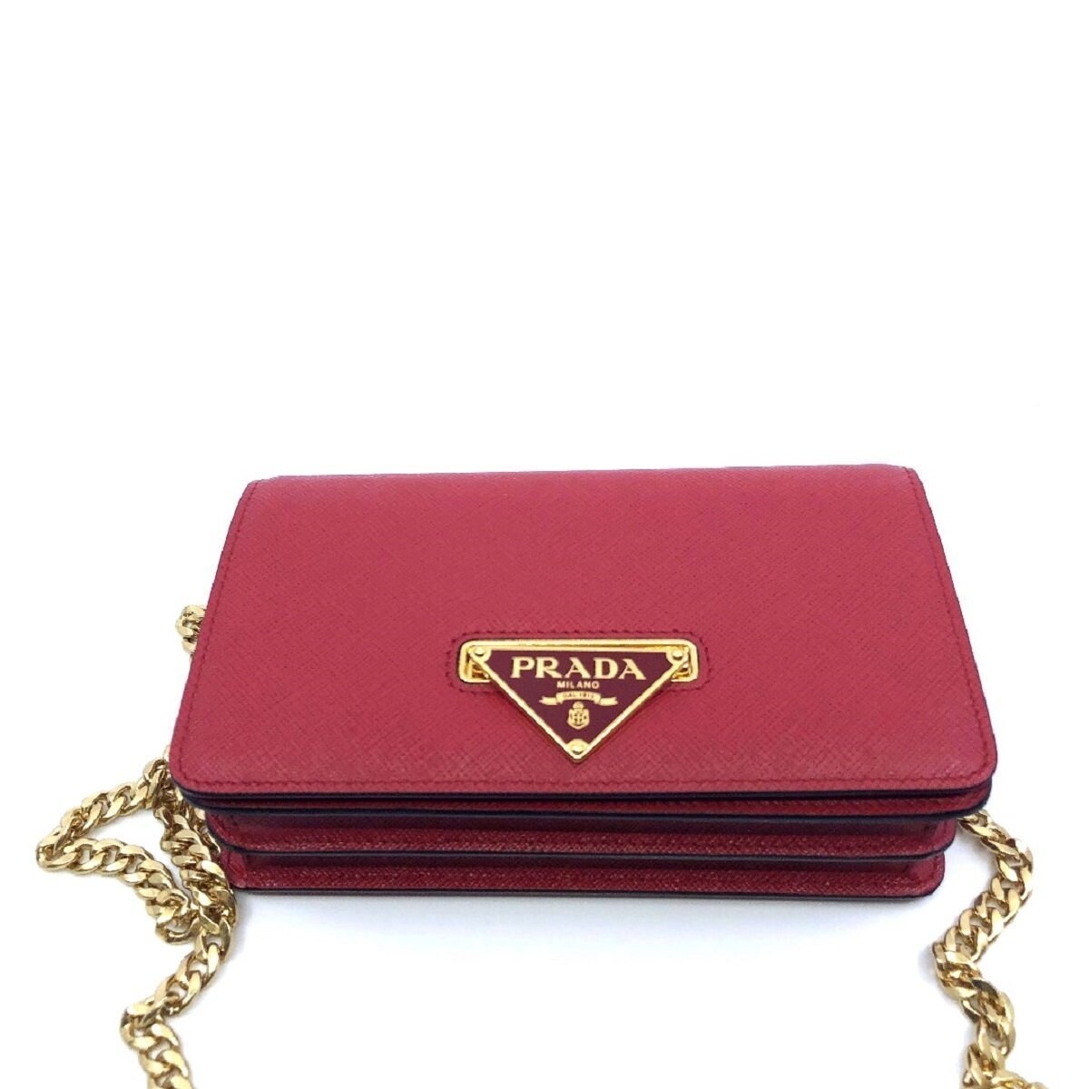 Shop Prada Bandoliera Red Leather Handbag W Triangle Logo 1bh133 Overstock 29895556