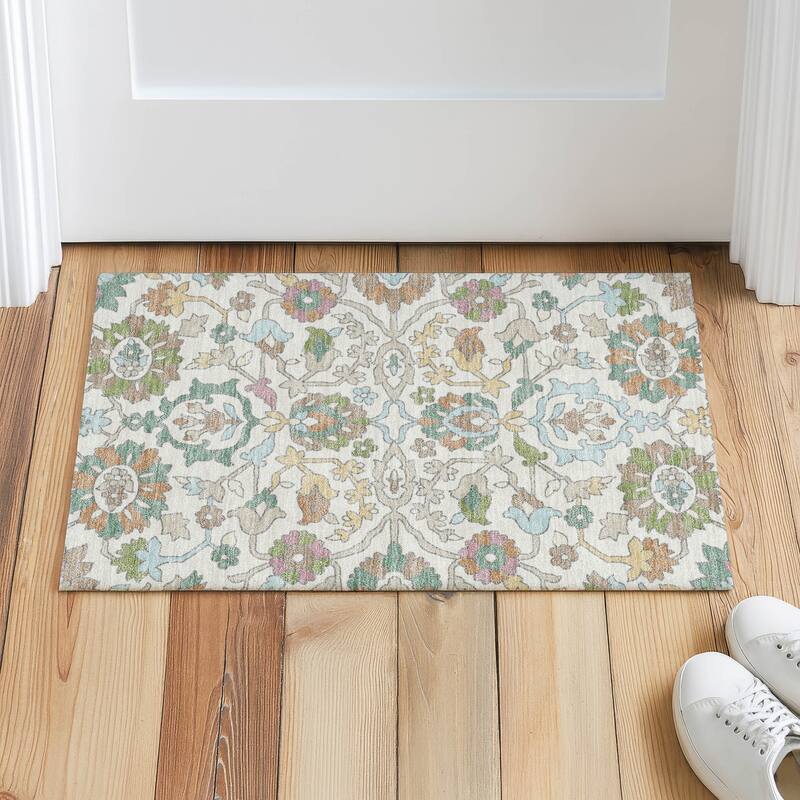 Machine Washable Indoor/ Outdoor Traditional Blanca Chantille Rug