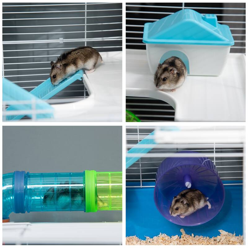 PawHut Extra Large 23" Hamster Cage with Tubes and Tunnels, Portable Carry Handles, Rat House and Habitats Big 5-Tier Design