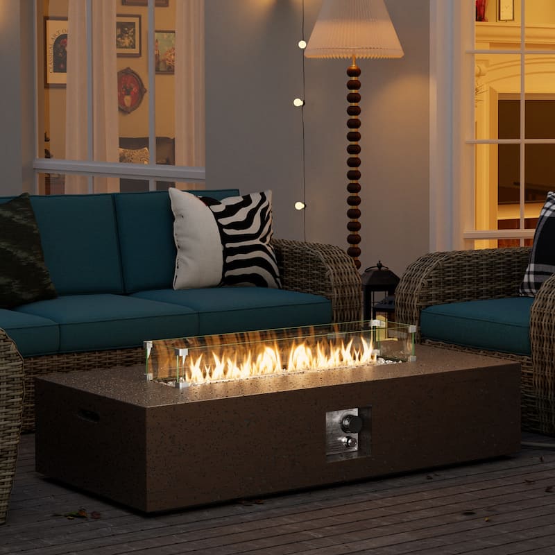 COSIEST Outdoor 56-Inch Rectangular Propane Fire Pit