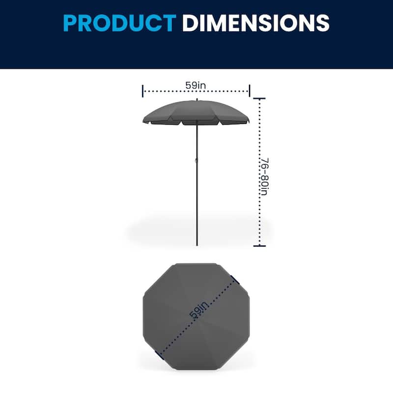 Nantucket 6 Piece Patio Garden Set with Table, Umbrella and 4 Folding Chairs