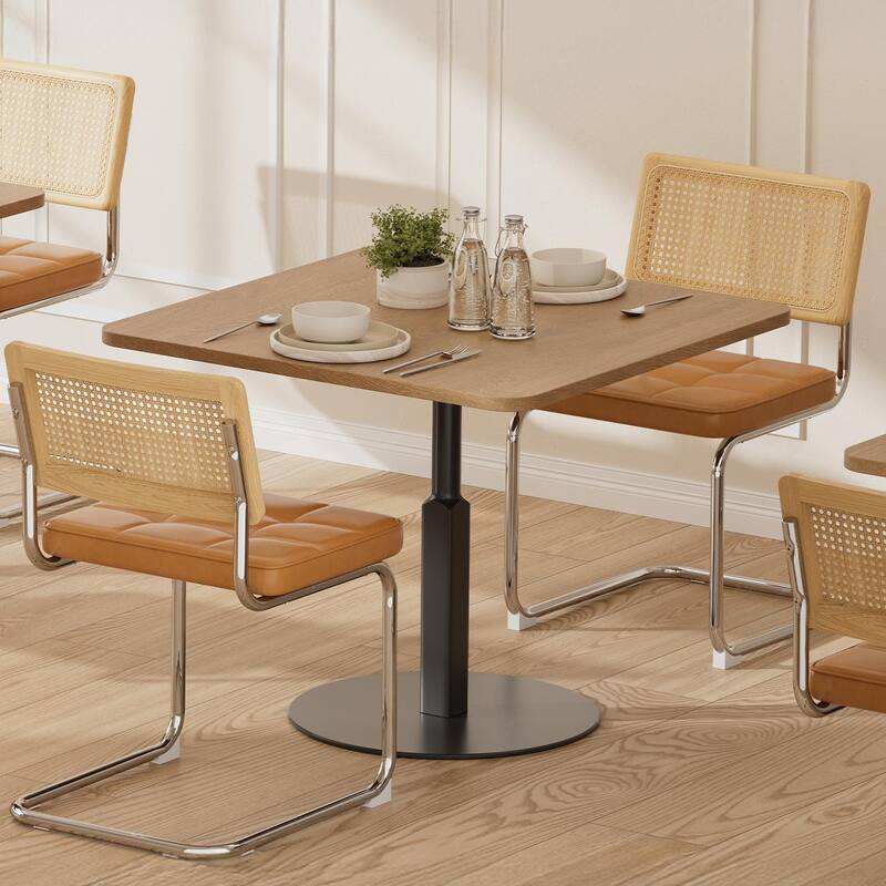 Mid-Century Modern Chairs Set - Faux Leather & Rattan