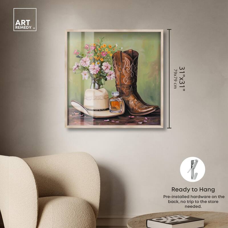 Spring Green Cowboy Necessities Shadowbox by Art Remedy