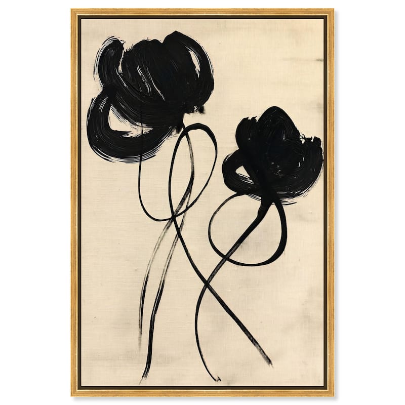 Florals in the Minimal II Canvas by Art Remedy - Gold - 20" x 30"