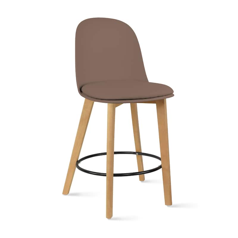 Set of 2 Designer Eiffel Chairs Counter Stools With Backs Side Molded Shell Kitchen Office Dining Dowel Bar Patio