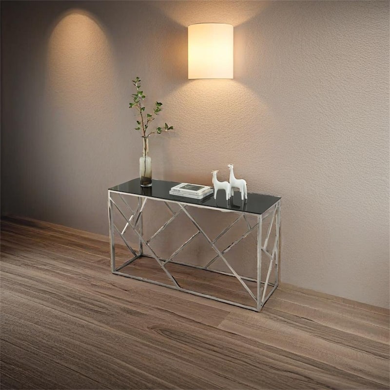 Modern Glass Console Table - Chrome