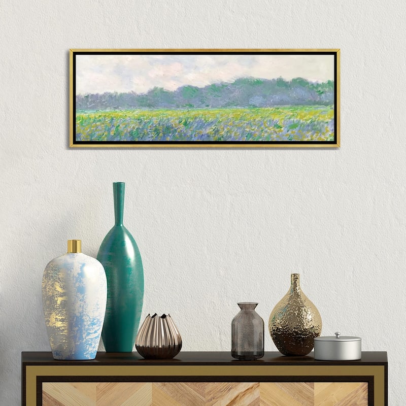 iCanvas "Field of Yellow Irises at Giverny, 1887 " by Claude Monet Framed Canvas Print