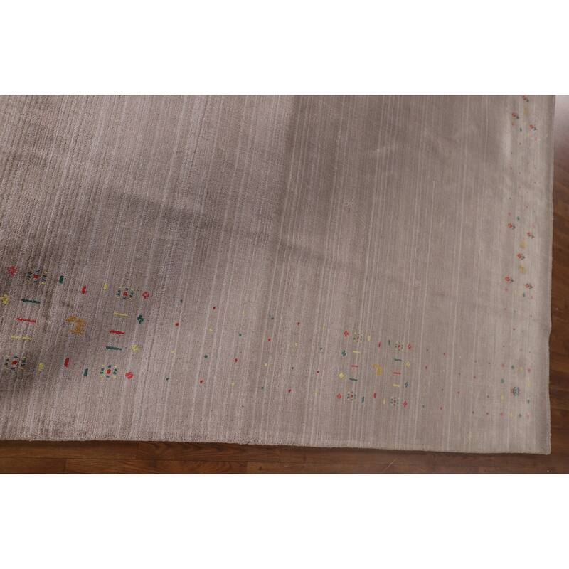 Striped Gabbeh Oriental Area Rug Handmade Wool Carpet - 7'10" x 9'8"
