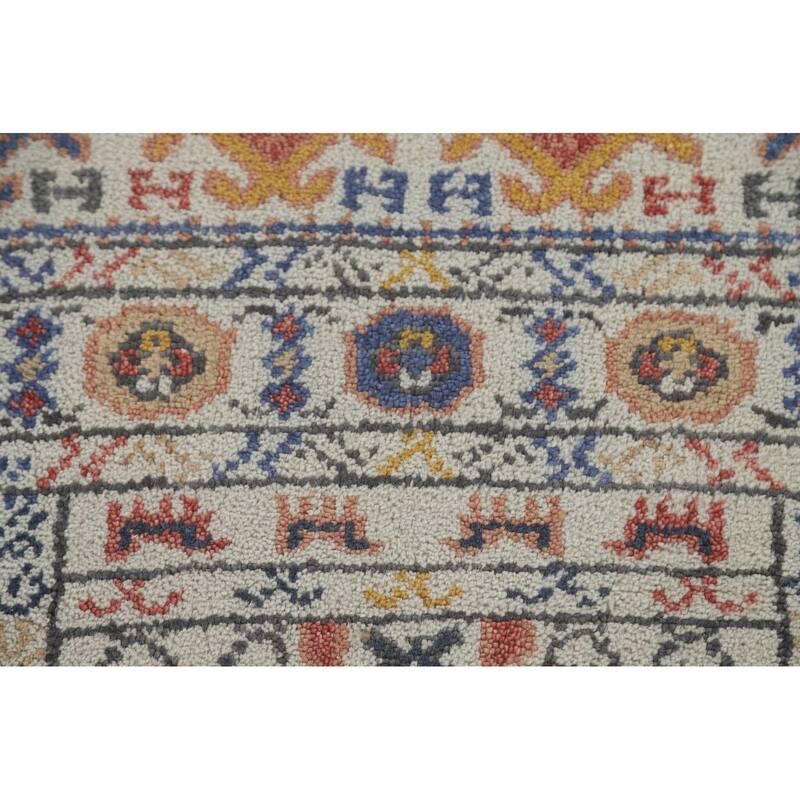 Geometric Khotan Oriental Runner Rug Hand-Knotted Wool Carpet - 2'6" x 8'0"