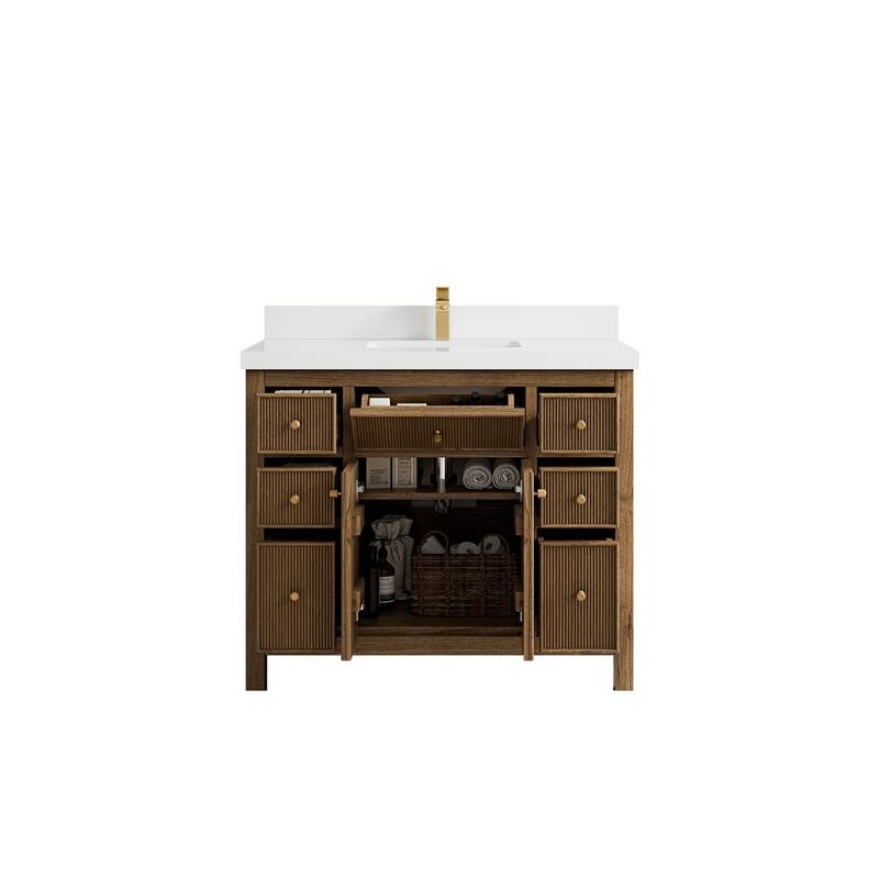 Willow Collections 42 in. W x 22 in. D Sonoma Teak Single Sink Bathroom Vanity with Countertop