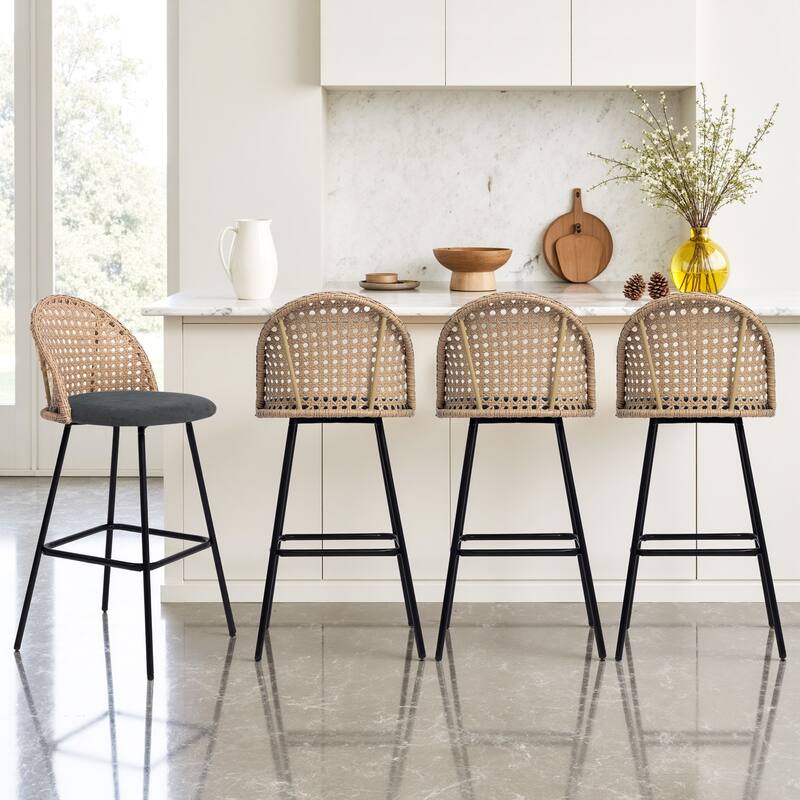 29.52"H Upholstered Bar Stools/ Counter Stools with Metal Leg Set of 4 - Set of 4
