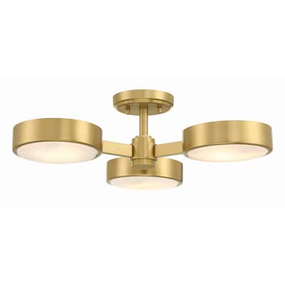 Orson 3 Light Modern Gold Semi Flush Mount - 22.5"W x 6.5"H x 22.5"D