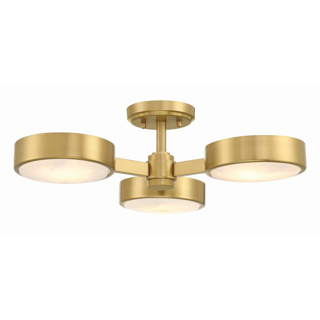 Orson 3 Light Modern Gold Semi Flush Mount - 22.5"W x 6.5"H x 22.5"D