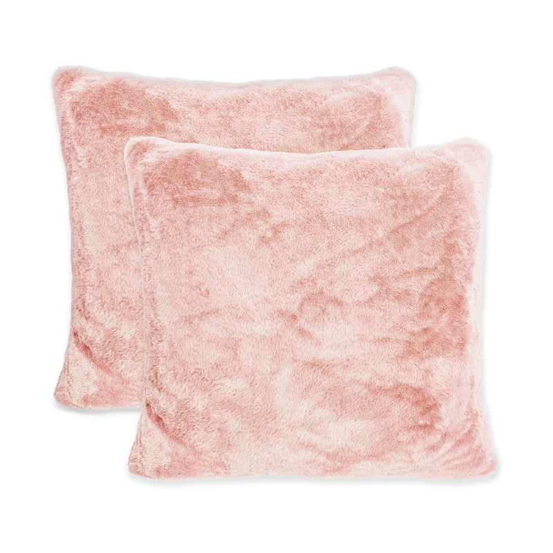 Sherry Kline 26-inch Short Faux Fur Pillow Cover Shell - 2pk - Light Pink