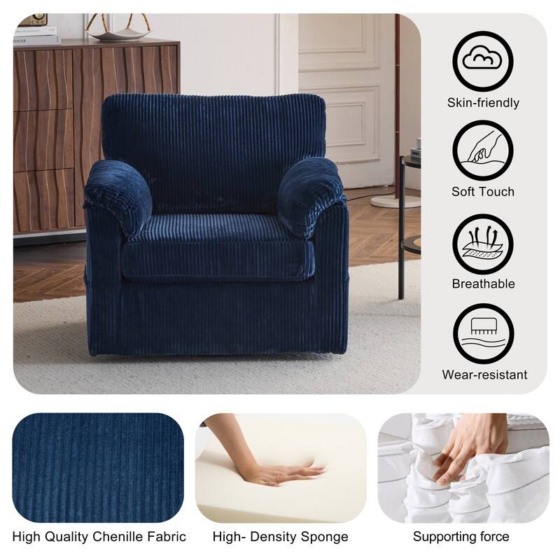 33" Corduroy Swivel Single Sofa Chair
