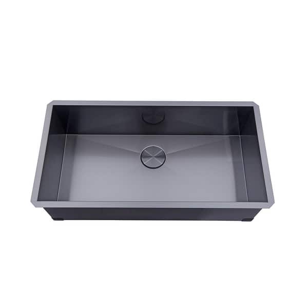 slide 2 of 7, Kingsman 36 Inch Galaxy Black Matte Black Stainless Steel Undermount 16-Gauge Kitchen Sink Single Bowl