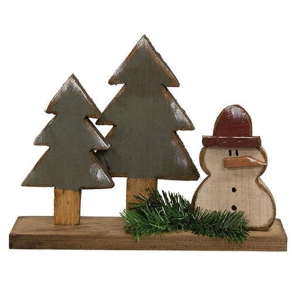 Rustic Wood Winter Wonderland Scene on Base