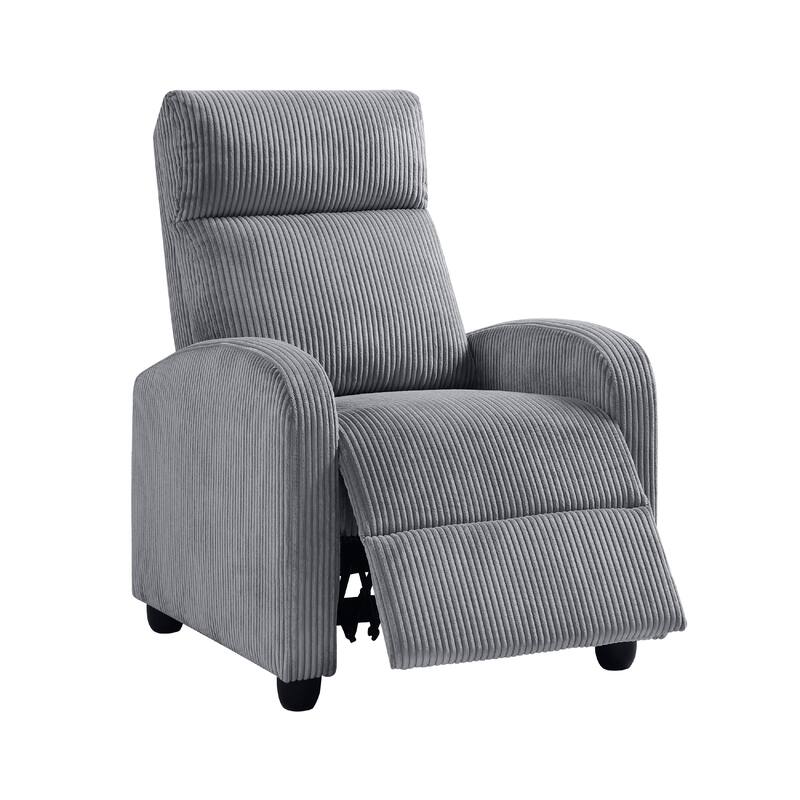 Pary Manual Push Back Reclining Chair with Dark Gray Ribbed Corduroy