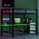 preview thumbnail 36 of 64, Gaming Loft Bed with RGB LED Light & USB Charge Station, Metal Loft Bed Frame w/Built-in Desk & Full-Length Guardrails
