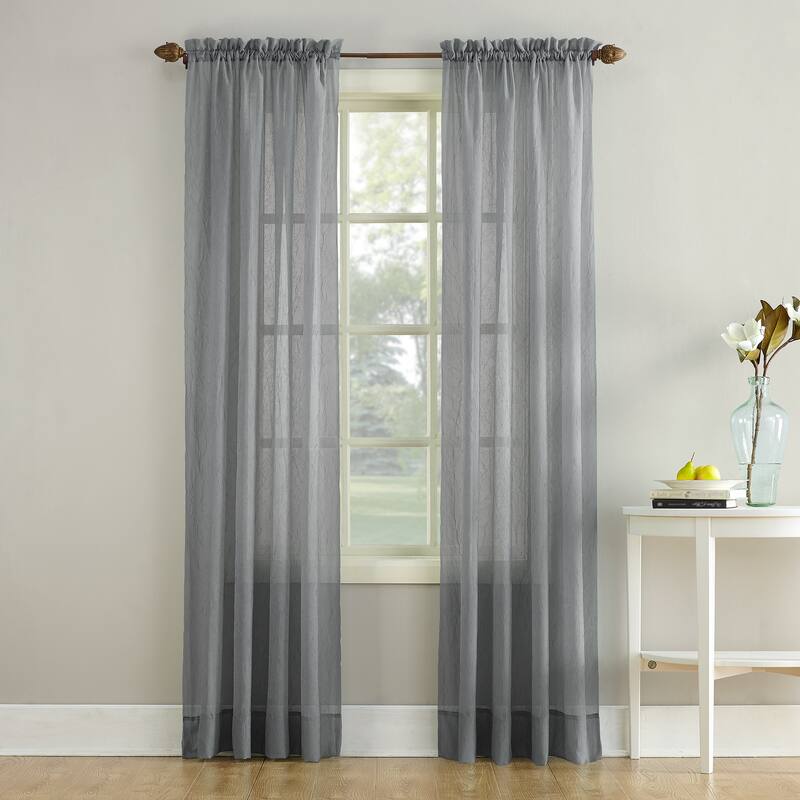 No. 918 Erica Sheer Crushed Voile Single Curtain Panel, Single Panel - 51 x 84 - Charcoal