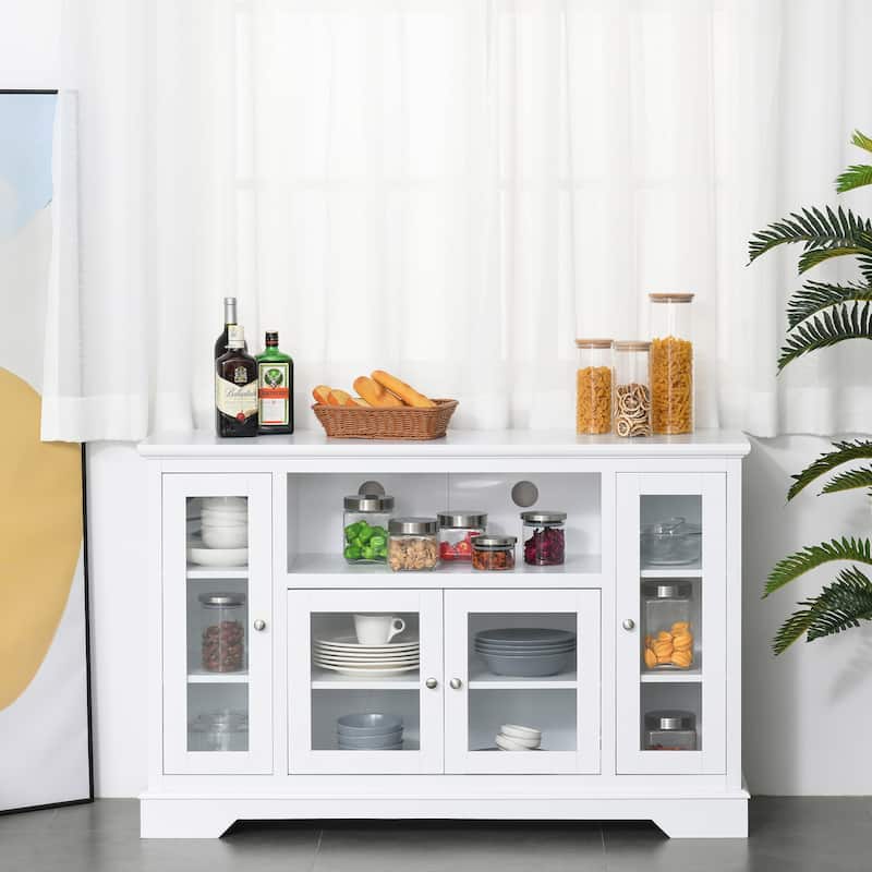 HOMCOM Transitional Sideboard Cabinet with Glass Doors