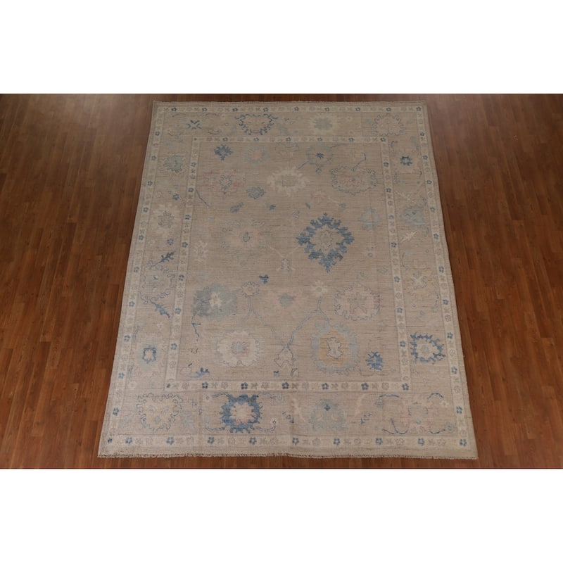 Floral Oushak Oriental Area Rug Handmade Wool Carpet - 8'0"x 10'1"