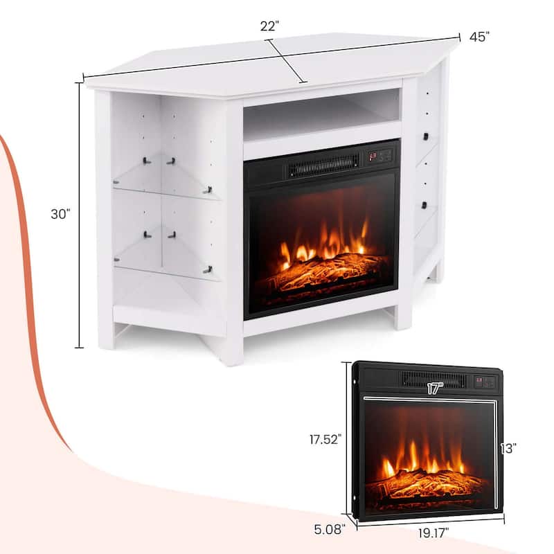 Costway Fireplace TV Stand with Led Lights & 18'' Electric Fireplace - See Details