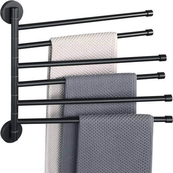 Swivel Towel Rack - 4-Arm Wall Mounted Towel Bar with Hook