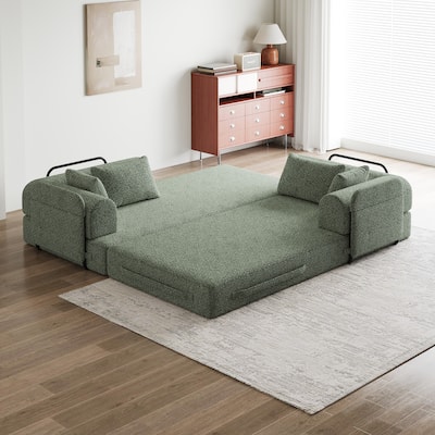 Convertible Sleeper Sofa Bed with Pillow, Folding Mattress Couch Sofa Bed with Side Pocket, Floor Sofa Lounge Couch