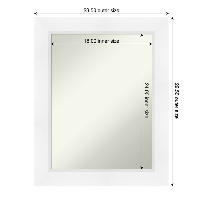 Sloped Non-Beveled Framed Bathroom Vanity Wall Mirror - 24 x 30 in - Sloped White