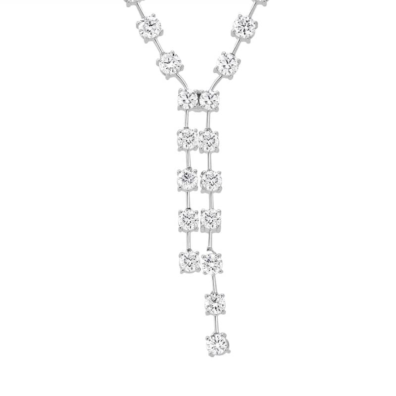 Auriya 14K Gold Lab Grown Station Diamond Lariat Round Necklace 4 1/6ct. tw. (F-G VS) - White