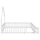 preview thumbnail 27 of 25, Full Size Pine House-Shaped Headboard Floor Bed with Fence