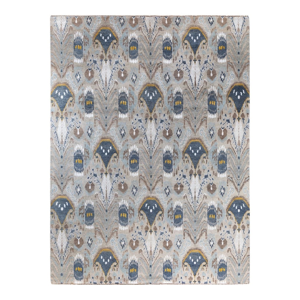 Ikat One-of-a-Kind Hand-Knotted Area Rug, Gray - 9' 2" x 12' 3"