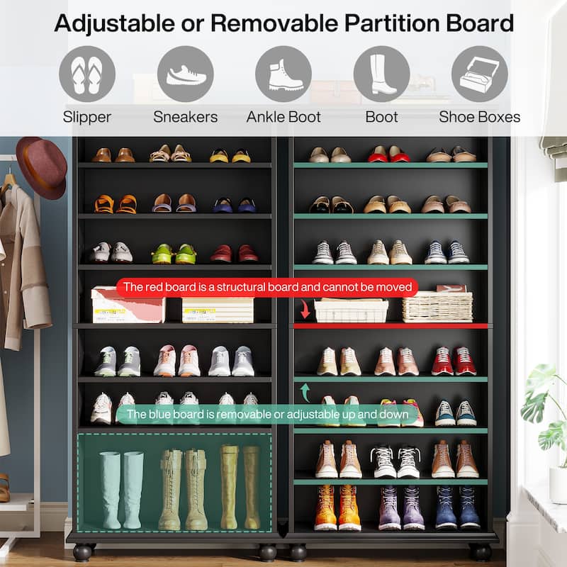 67 Inches Tall Modern Shoe Storage Cabinet with LED Light for Bedroom Living Room Entryway