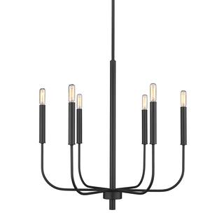 6 Light Mid Century Modern 25" x 25" Chandelier in Matte Black