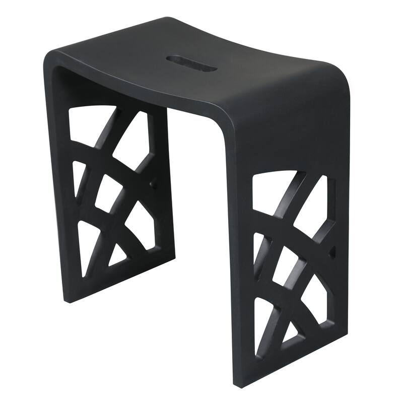 ALFI brand ABST88BM Black Matte Solid Surface Resin Bathroom / Shower Stool